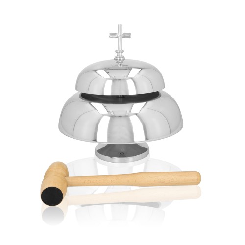 Niklowany gong liturgiczny podwójny 33 cm – widok główny