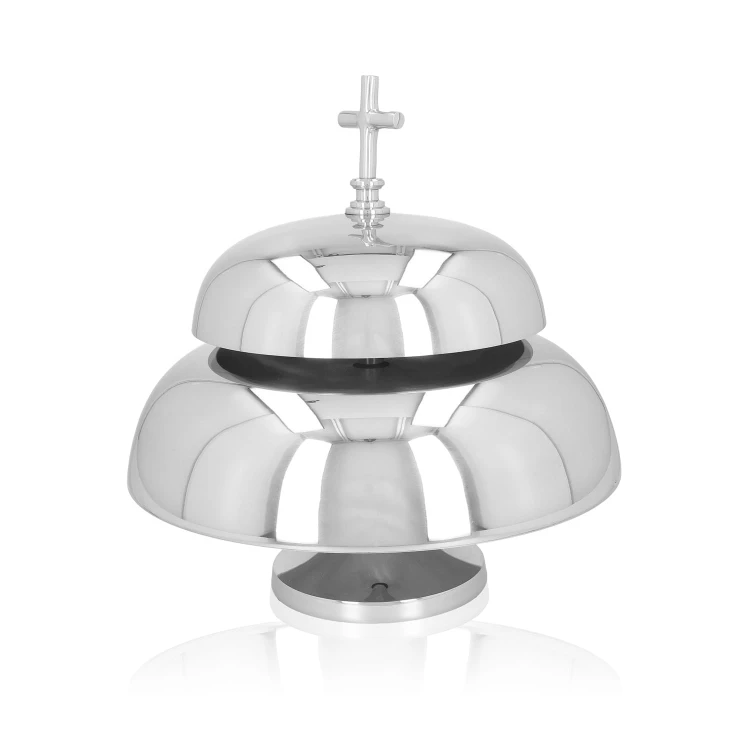 Niklowany gong liturgiczny podwójny 33 cm – widok boczny