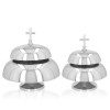 Niklowany gong liturgiczny podwójny 33 cm – zestaw z drewnianym młotkiem
