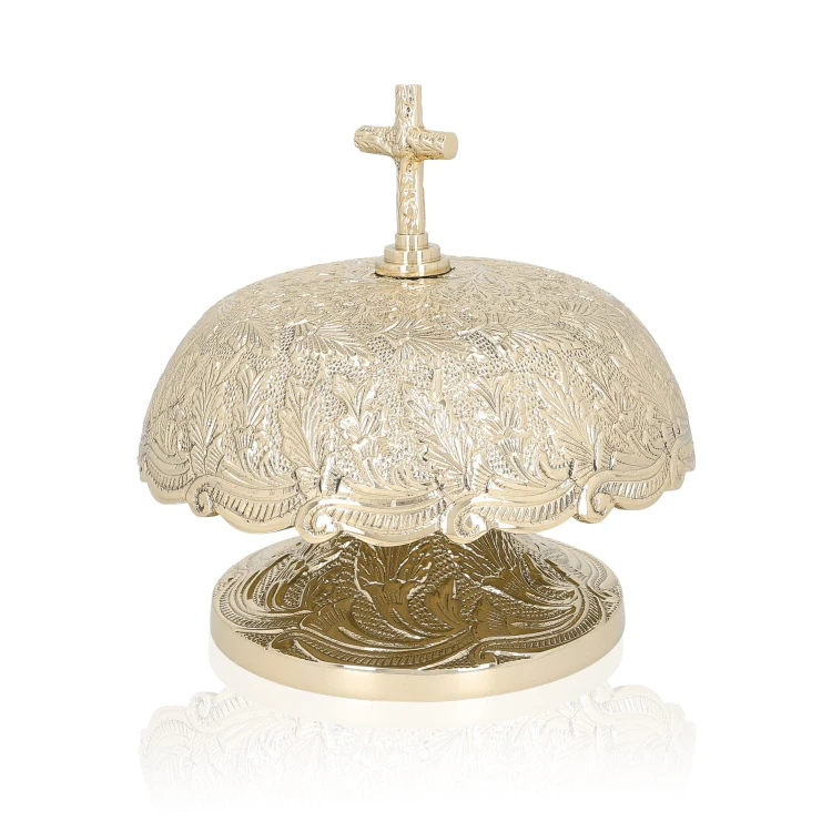 Ornamentowany gong mszalny pojedynczy 19 cm – widok boczny
