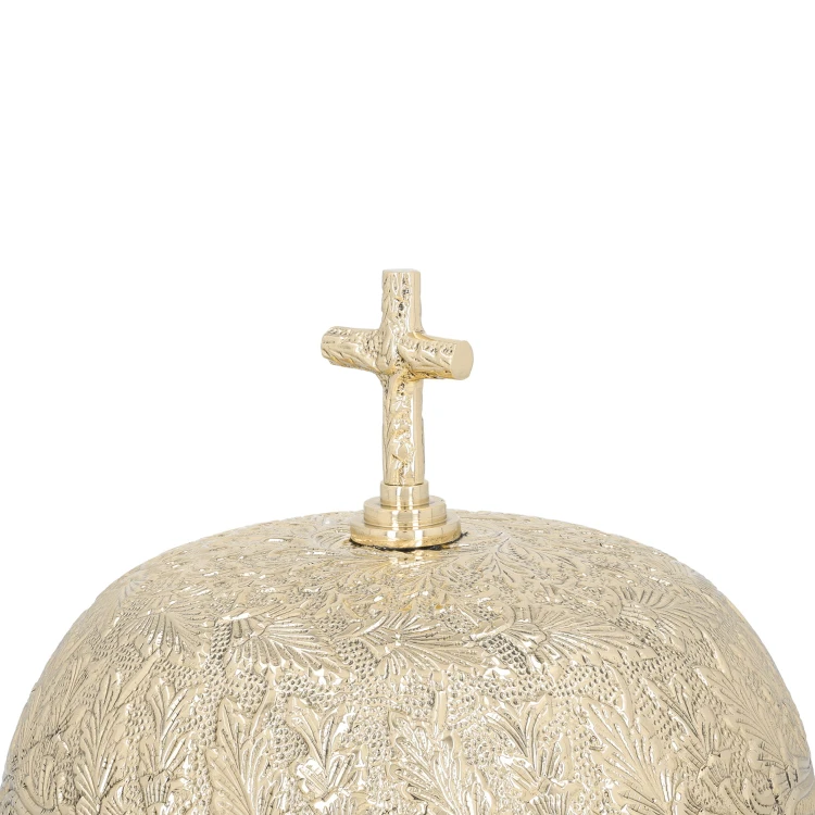 Ornamentowany gong mszalny pojedynczy 19 cm – detal podstawy i zwieńczenia