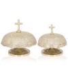 Ornamentowany gong mszalny pojedynczy 19 cm – zestaw z drewnianym młotkiem
