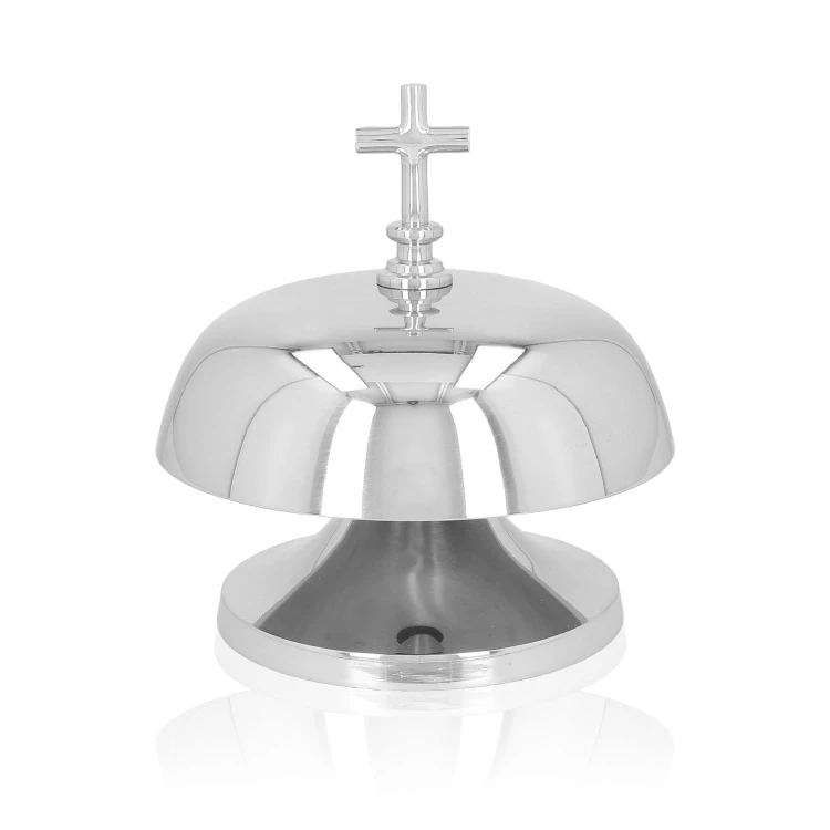 Niklowany gong mszalny pojedynczy 20 cm – widok boczny