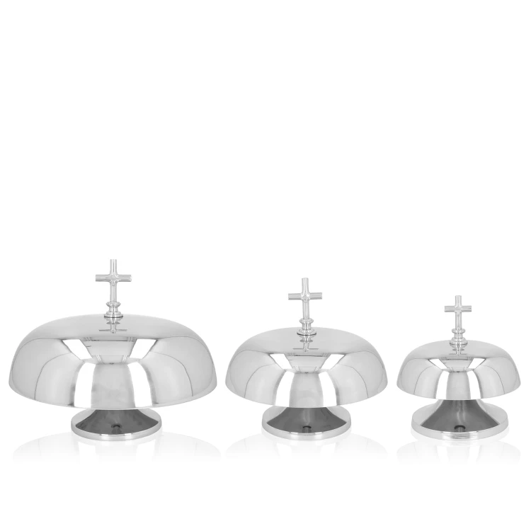 Niklowany gong kościelny pojedynczy 26 cm – zestaw z drewnianym młotkiem