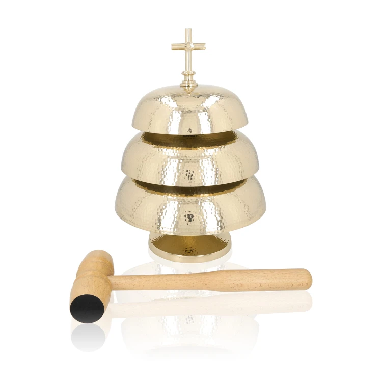 Młotkowany gong liturgiczny potrójny 35 cm – widok główny