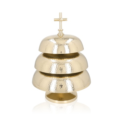 Młotkowany gong liturgiczny potrójny 35 cm – widok z przodu