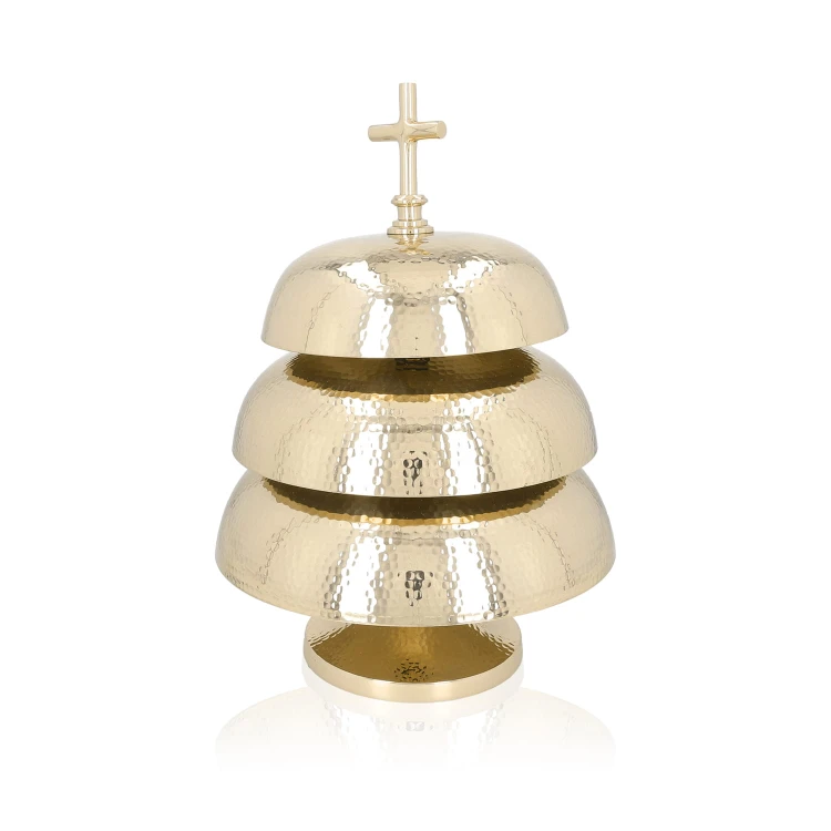 Młotkowany gong liturgiczny potrójny 35 cm – widok boczny