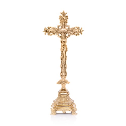 Ozdobny krzyż ołtarzowy mosiężny 40 cm – widok główny