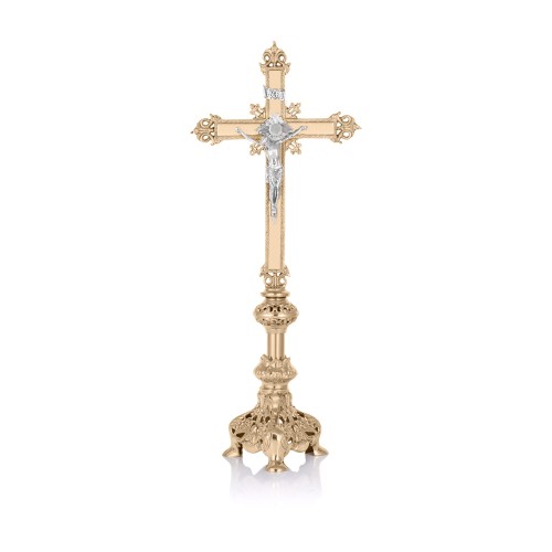 Krzyż ołtarzowy mosiężny 74 cm – widok główny