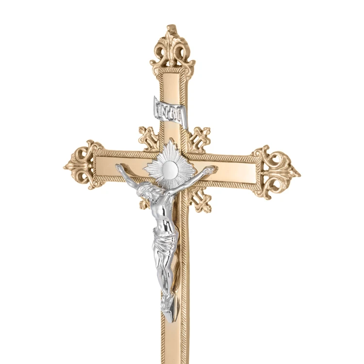 Krzyż ołtarzowy mosiężny 74 cm – ujęcie 3