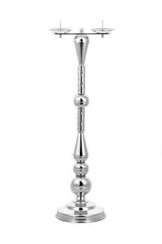 Lichtarz mosiężny (92 cm) - podwójny, chromowany – widok główny