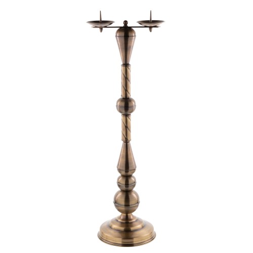 Lichtarz mosiężny (92 cm) - podwójny, patynowany – widok główny