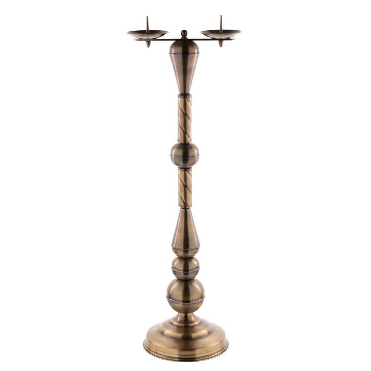 Lichtarz mosiężny (92 cm) - podwójny, patynowany – widok główny
