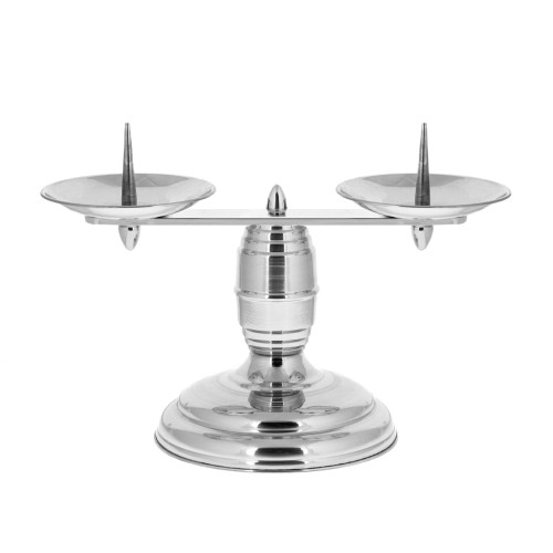 Lichtarz (19 cm) - podwójny, chromowany – widok główny