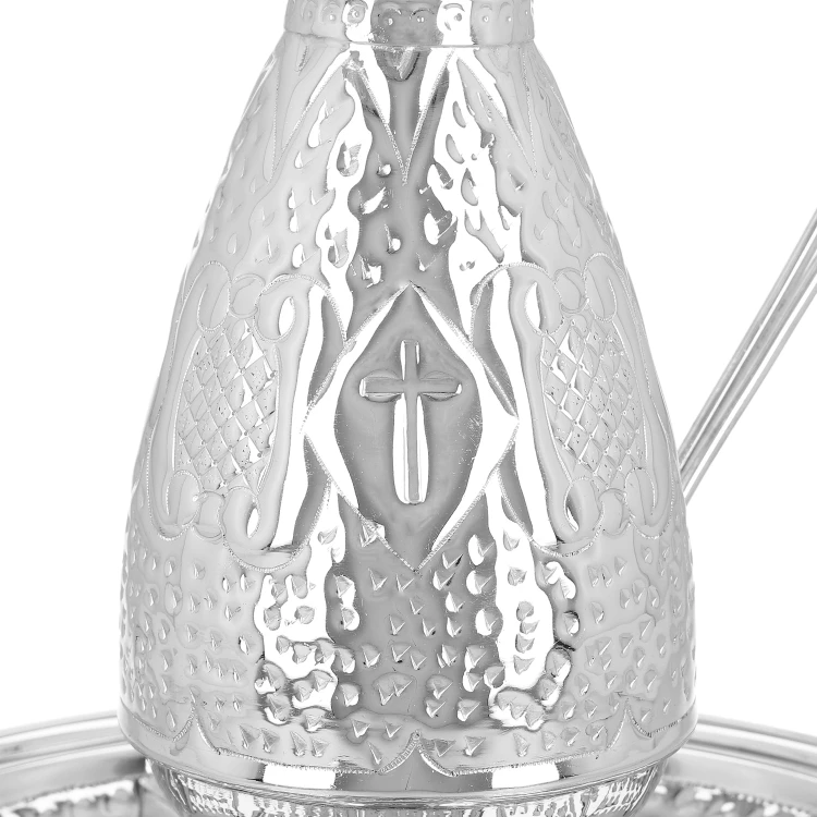 Niklowany dzbanek z tacą do chrztu 28 cm – ujęcie 5
