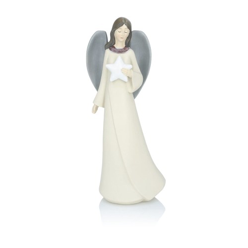 Anioł z gwiazdą Favola 23 cm - figurka w kremowej sukni - przód
