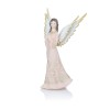 Modlący się anioł Favola 18 cm - figurka różowa - widok ukośny