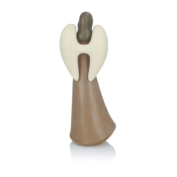 Anioł z sercem Favola 23 cm - figurka w brązowej sukni - tył