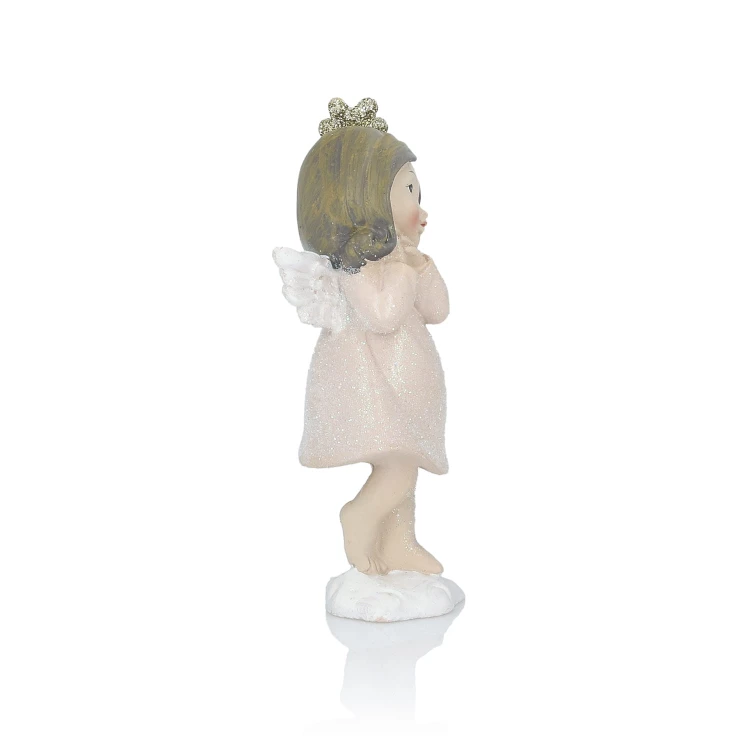 Aniołek Favola 10 cm - różowa figurka z gwiazdką - bok