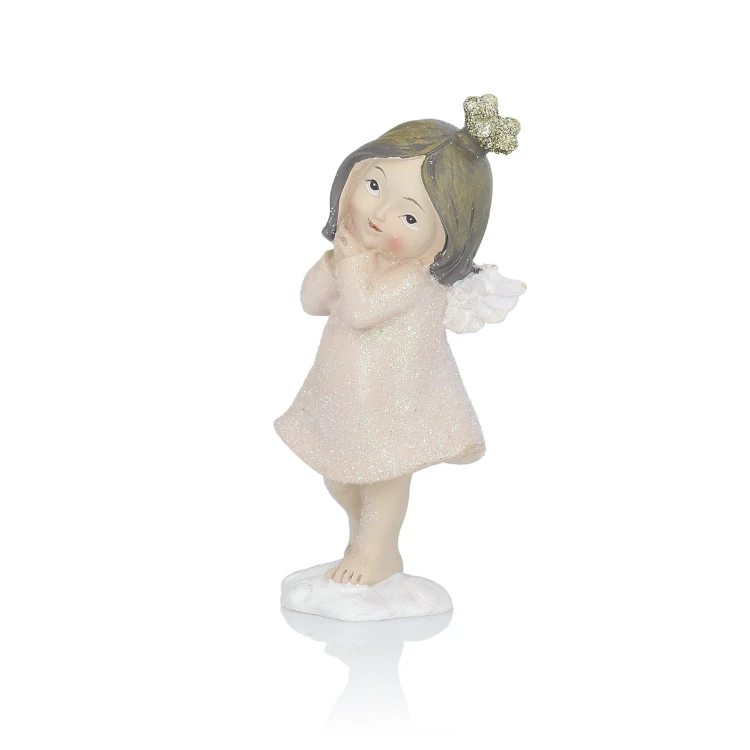 Aniołek Favola 10 cm - różowa figurka z gwiazdką - widok ukośny