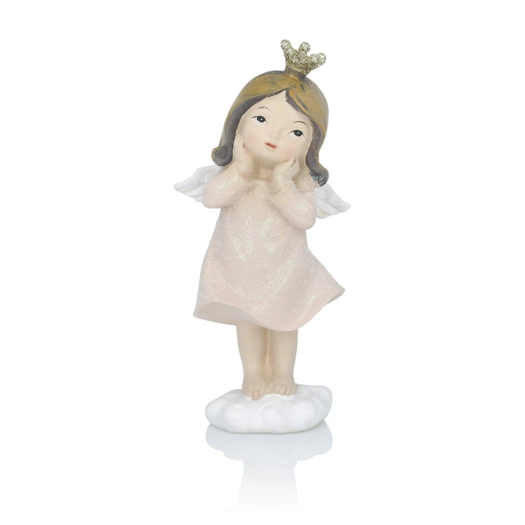 Aniołek Favola 13 cm - figurka w różowej sukience - przód