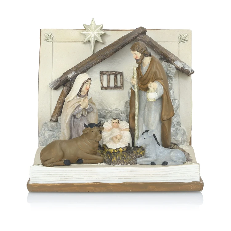 Szopka bożonarodzeniowa LED Favola 14 cm - Święta Rodzina - przód