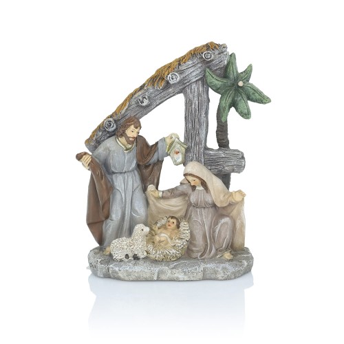 Szopka Favola 15 cm - Święta Rodzina z palmą - przód