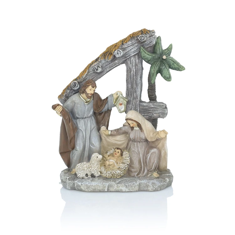 Szopka Favola 15 cm - Święta Rodzina z palmą - przód