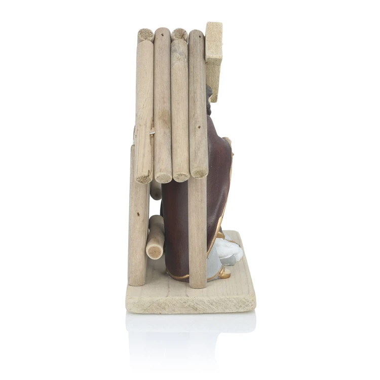Szopka bożonarodzeniowa Favola 18 cm - drewno i żywica - bok