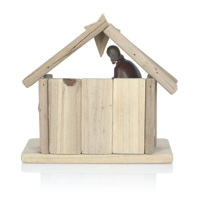 Szopka bożonarodzeniowa Favola 18 cm - drewno i żywica - tył