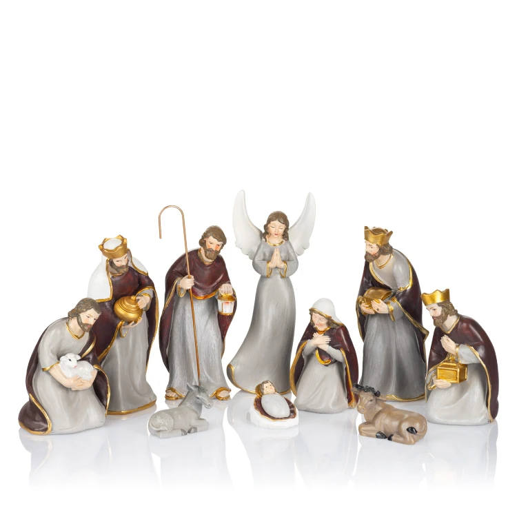 Figurki do szopki Favola - Święta Rodzina i Trzej Królowie - komplet figur od przodu