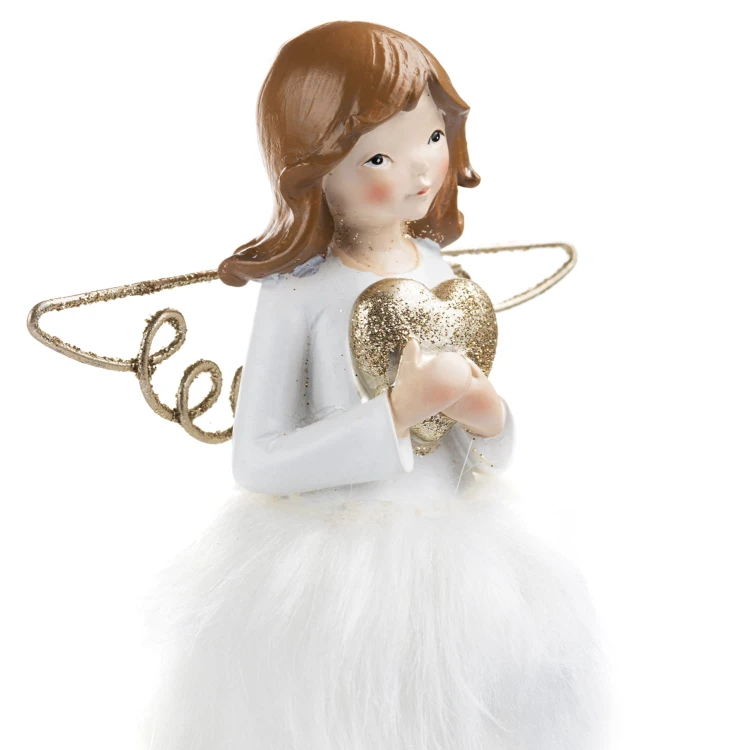 Aniołek baletnica Favola 22 cm - figurka ze skrzydłami - zbliżenie twarzy i sukienki