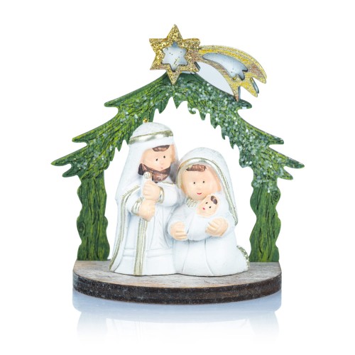 Święta Rodzina Favola 7 cm - figurka z zieloną oprawą - przód