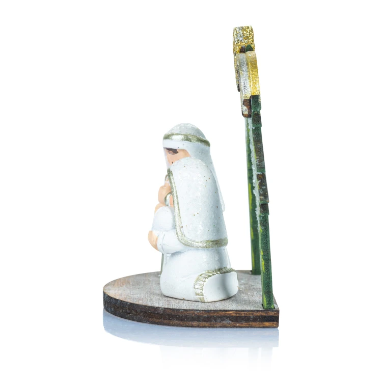 Święta Rodzina Favola 7 cm - figurka z zieloną oprawą - lewy bok