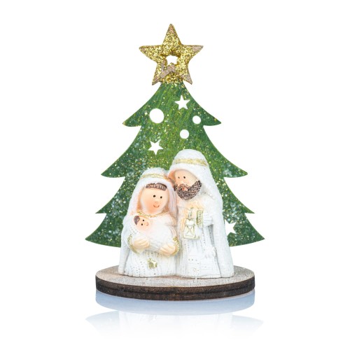 Święta Rodzina z choinką Favola 8 cm - mała figurka - przód
