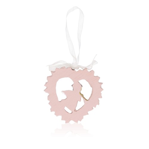 Aniołek w różowym sercu Favola 7 cm - zawieszka - tył