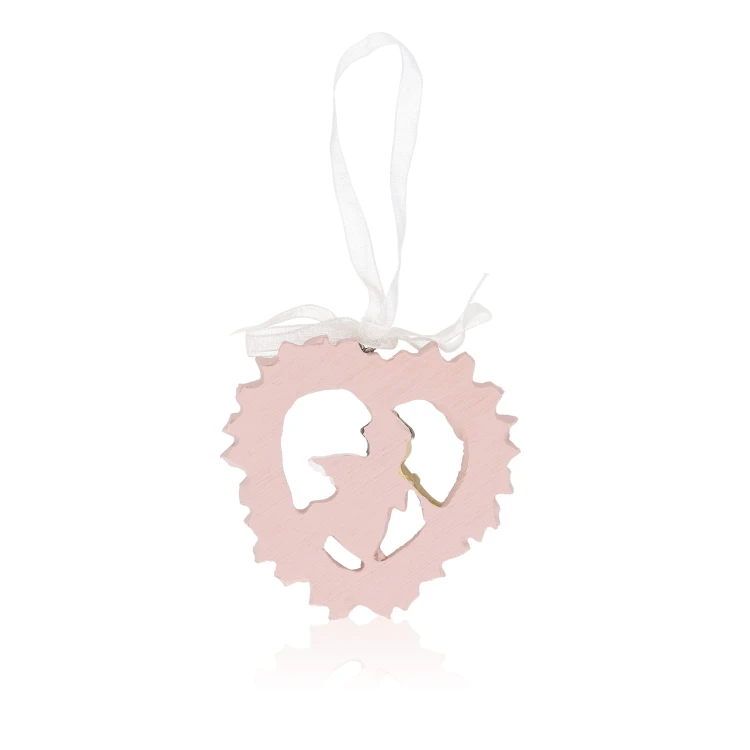 Aniołek w różowym sercu Favola 7 cm - zawieszka - tył