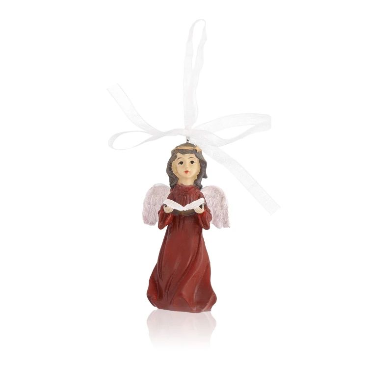 Aniołek w czerwonej sukni Favola 9 cm - zawieszka - przód