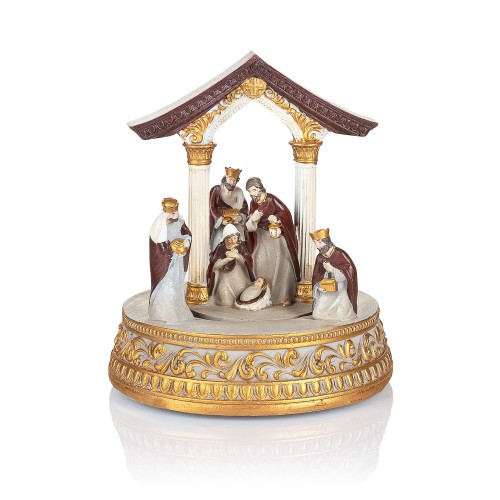 Szopka z pozytywką Favola 18 cm - Święta Rodzina - widok ukośny