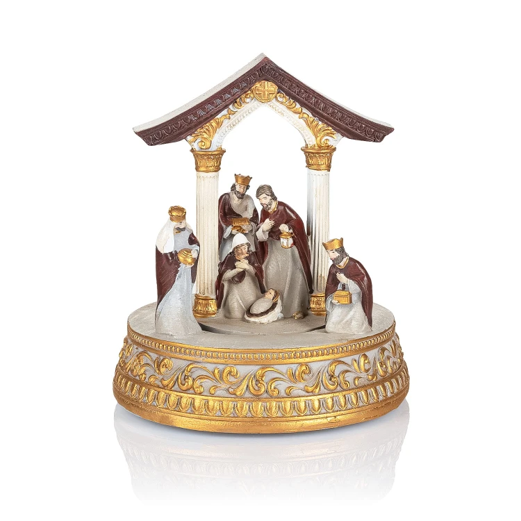 Szopka z pozytywką Favola 18 cm - Święta Rodzina - widok ukośny