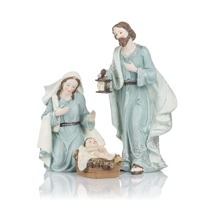 Święta Rodzina Favola 25 cm - jasne figurki z żywicy - widok ukośny kompletu