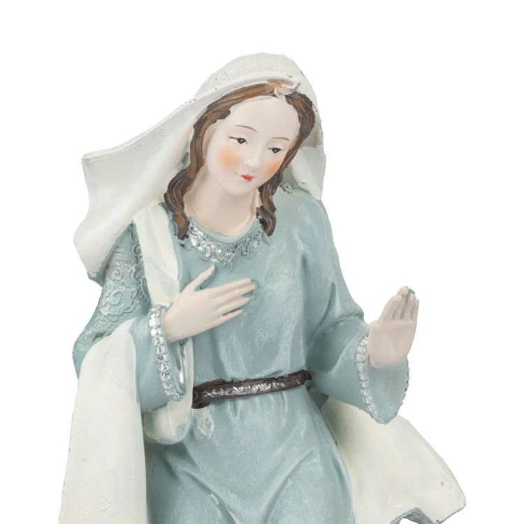 Święta Rodzina Favola 25 cm - jasne figurki z żywicy - zbliżenie Maryi