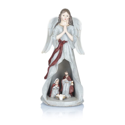 Anioł ze Świętą Rodziną Favola 25 cm - podświetlana figurka - przód anioła
