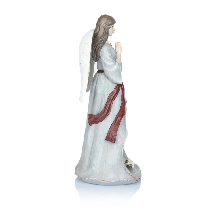 Anioł ze Świętą Rodziną Favola 25 cm - podświetlana figurka - bok
