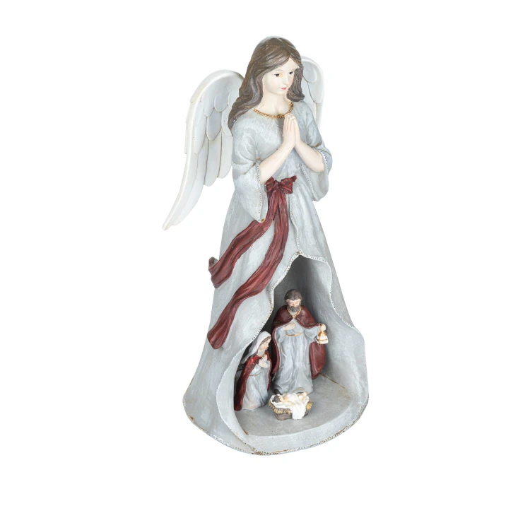 Anioł ze Świętą Rodziną Favola 25 cm - podświetlana figurka - widok z góry