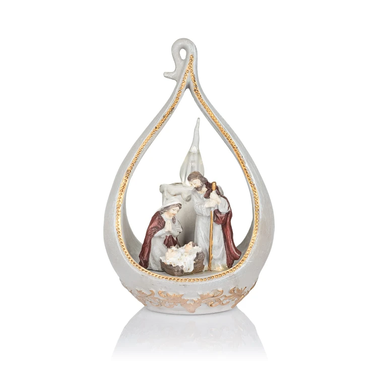 Święta Rodzina Favola 18 cm - podświetlana figurka w oprawie - przód kompozycji