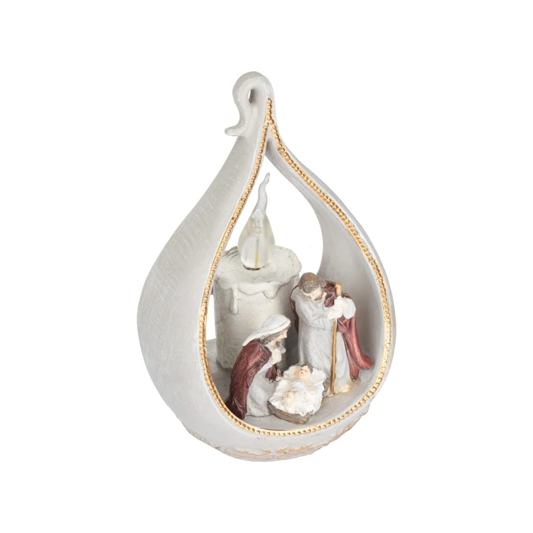 Święta Rodzina Favola 18 cm - podświetlana figurka w oprawie - widok z góry