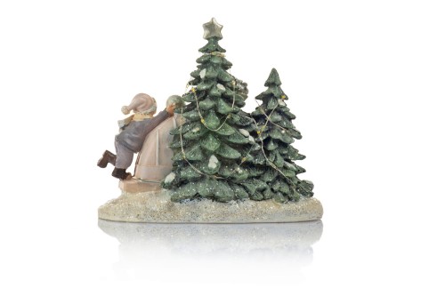 Świąteczne auto LED Favola 16 cm - figurka zimowa - tył choinek