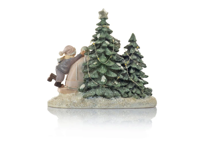 Świąteczne auto LED Favola 16 cm - figurka zimowa - tył choinek