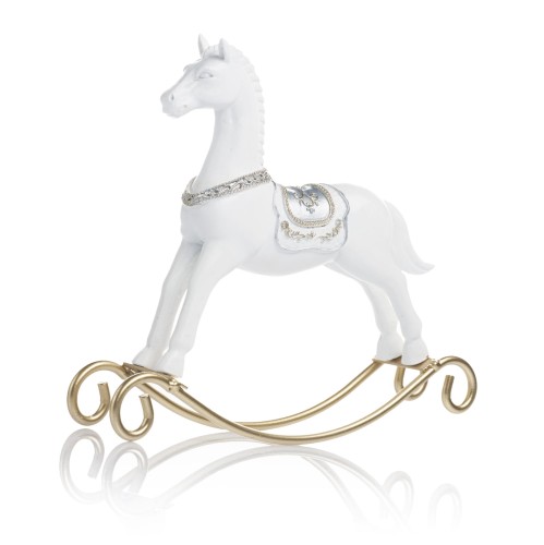 Biały konik na biegunach Favola 19 cm - figurka - bok konika na biegunach